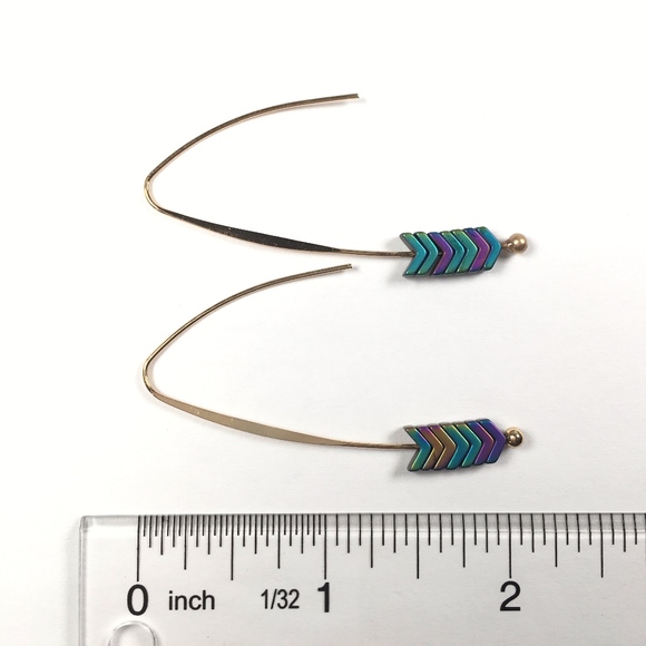 Boho Chevron Geometric Dangle Earrings - Picture 5 of 6